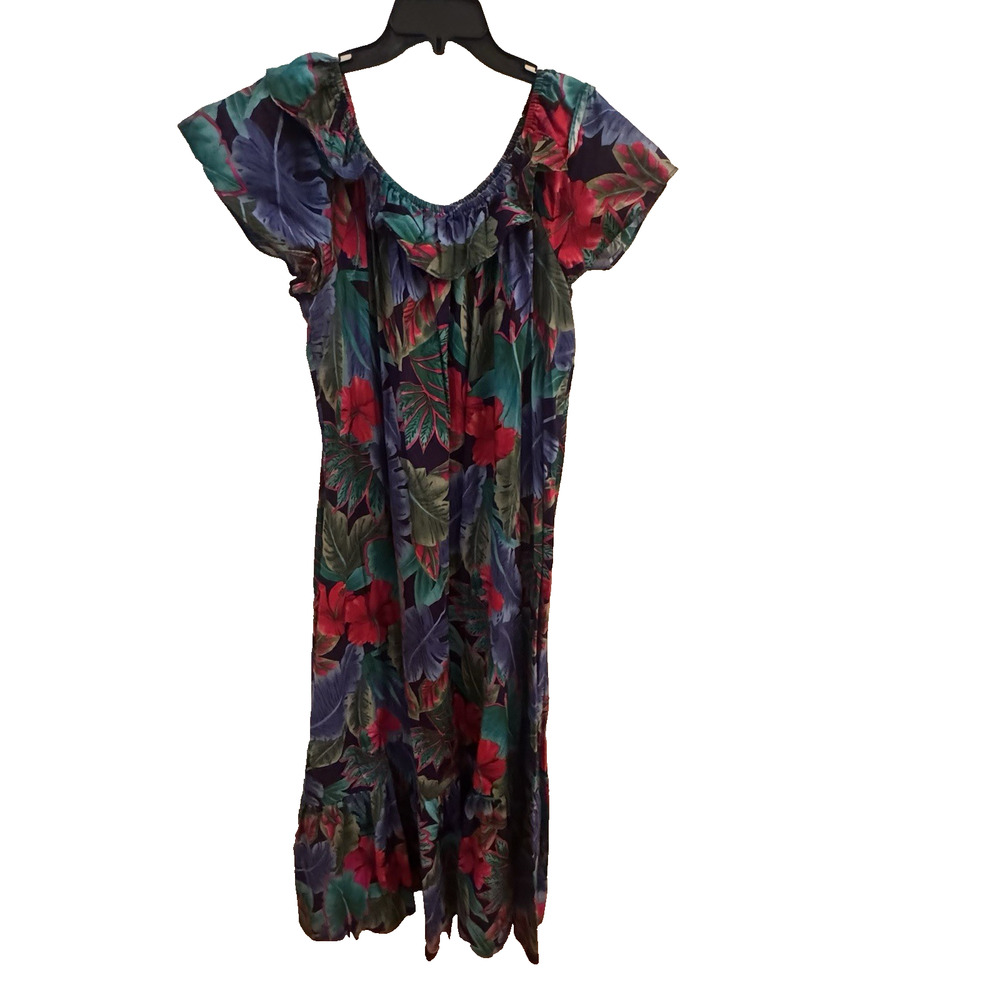 Vintage Hilo Hatties The Hawaiian Original Muumuu Floral Maxi Dress Womens XL